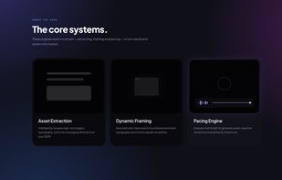 The engine: brand asset extraction, dynamic framing and pacing.