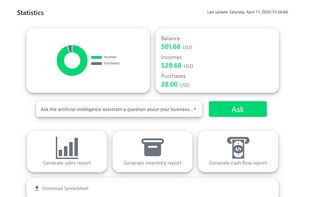 Dashboard with statistics.