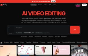 Add your footage, write a brief or attach a reference video, pick the format and press Edit.