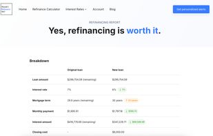 Refinancing comparison report