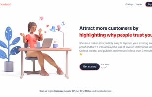 Screenshot of the Shoutout.io landing page