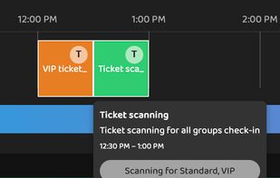 Designate check-in/ticket scanning times for specific attendee groups
