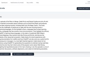 A summary of an episode generated by ShowScriber