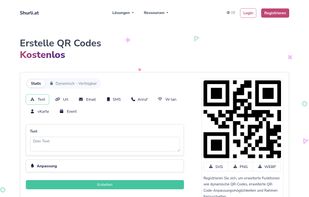 QR code page of Shurli.at for creating and managing dynamic QR codes.