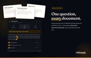 Group documents into a Collection and ask one question across all of them — the answer cites which document said what.