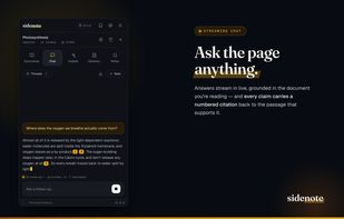 Ask the document anything — answers stream in live, every claim cited to a source passage.