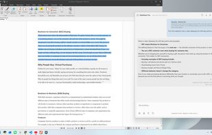 SideNote Pro in light mode alongside a document, keeping AI responses visible while the user continues working.