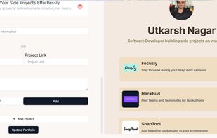 Add links and sideprojectss  will fetch information directly for your side project