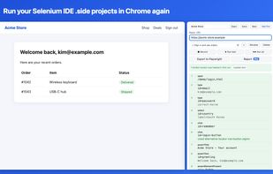 Running a Selenium IDE (.side) project in Chrome's side panel