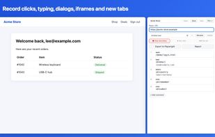 Recording clicks, typing, dialogs, iframes and new tabs