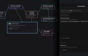 Optional SIERRA Cloud AI Assistant alongside the active investigation graph. Fictional demonstration case.
