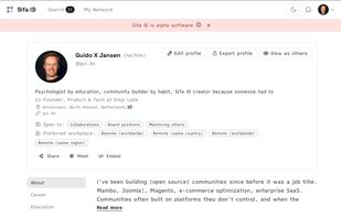 Personal profile page