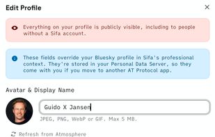 Profile edit screen