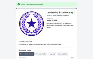 What your recipient sees. They accept and share with one click, with no account to create and no password to set, which is the main reason issued badges go unclaimed elsewhere.