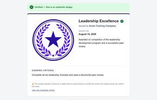 The verification page an employer opens. It sits on your domain under your name, and it keeps working whether or not you still pay for anything.