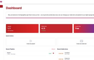 Dashboard of SignageNow.