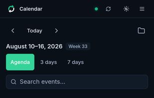 Mobile: Calendar, agenda, dark