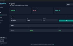 Track deposits, withdrawals, and net cash flow alongside your trading performance. Keep an accurate history of account funding to understand portfolio growth beyond trading profits alone.