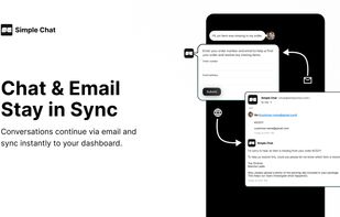 A chat can continue by email, and both show in one inbox.