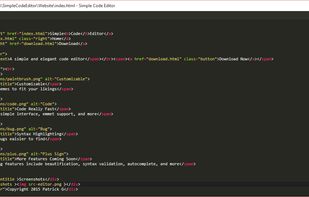 Simple Code Editor in HTML mode with light theme