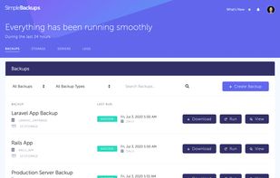 SimpleBackups - Dashboard