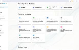 SimplerWork Dashboard view