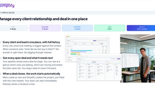 A drag-and-drop deal pipeline with every call, email and meeting logged against the contact. Pipeline value sits next to a weighted value adjusted by win probability, and stalling deals are flagged before they go quiet.
