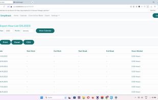 Export the working times recorded in Simplitrack