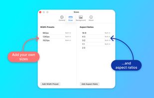 Custom sizes and aspect ratios