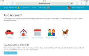 Simply Remind Me includes a number of templates for some common, every-day events.