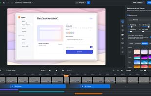 SimplyShot Studio with background styling, an editable timeline, cuts, and automatic follow zooms.