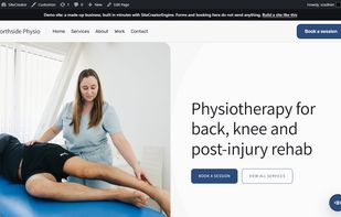 A demo site built by the product for a physiotherapy clinic: pages, texts and photos from one description.