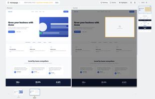 Daily full-page screenshots compared side by side. AI classifies each change and flags real regressions, like this broken hero image, while staying quiet on cosmetic noise.