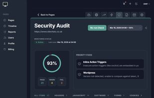 Security dashboard in dark mode