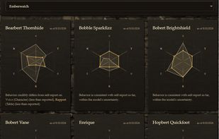 It also builds a read of how each player engages, across six axes: tactics, arcana, voice, exploration, rapport, and nerve. It is not a score and no axis is the good one. It exists so you can notice you have not given someone a scene that plays to what they actually enjoy.