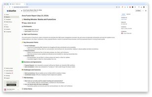 Detailed meeting minutes and action items report for a sales call, summarizing key discussion points, decisions, and next steps.