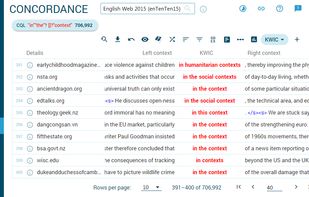 concordance - words and phrases in context
