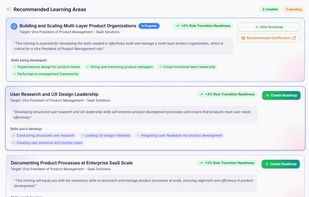 Personalised learning roadmap generated for each identified skill gap.