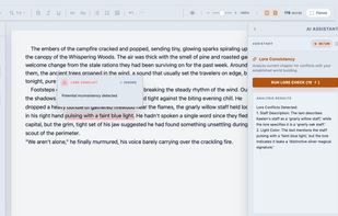 The AI lore checker in action