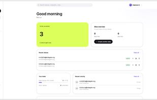 Dashboard home page.