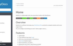 The homepage of SkyDocs (built with SkyDocs).