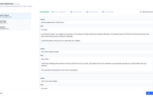 AI generates sequences. User can edit or regenerate. Emails are automatically validated to increase deliverability and eliminate spam-reports.