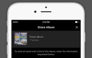 Photo and album sharing options