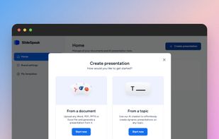 AI presentation maker for topics and documents