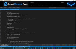 Dark Theme.
Upper bar showing the OPEN and 4 main loop buttons. MASTER, NEW AI (code), PREVIEW, MERGED and additionally the Search .