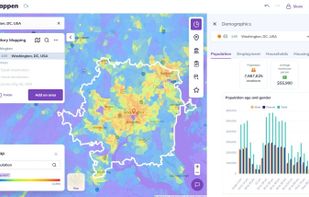 Validate territory viability with demographic data — population, age, income — layered directly on your map.