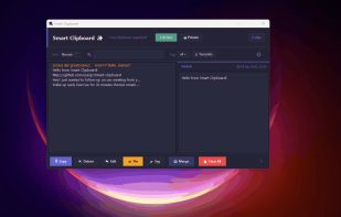 Main interface — clip list, preview panel and full action bar
