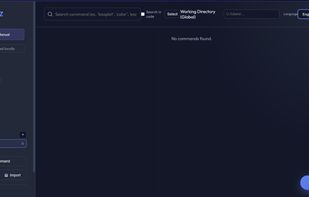 The SmartLib SZ dashboard: a clean, dark-themed workspace. The sidebar offers robust organization through Type, Language, and Collection filters. It includes global search, path management, and import/export tools. All processing is 100% local, providing a secure, high-performance environment to manage your entire command library without external dependencies.