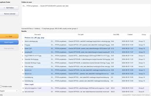 Main window - duplicate groups found by content, with safe review workflow