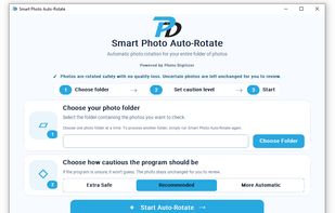 Choose the folder containing your photos, select the caution level, and start the automatic rotation process.